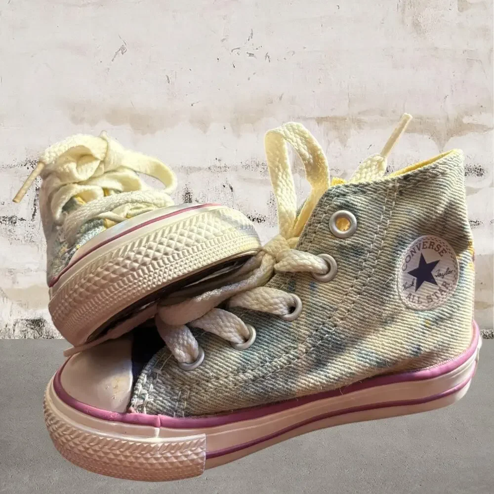 Converse Party Hi Moody Purple/Denim HiTop Sneakers Paint Splatter Tulle SZ 5